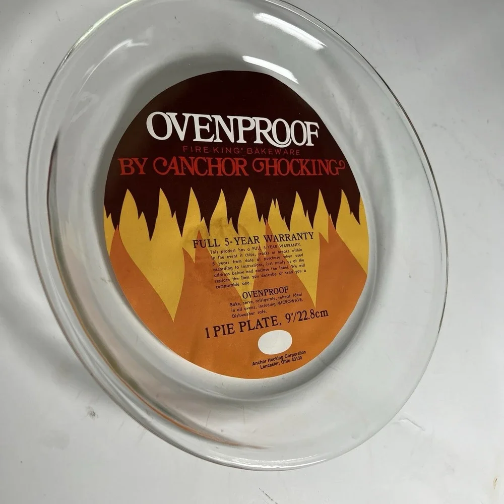 Fire King Ovenproof Anchor Hocking Pie Plate 9 Clear Dish 0.75 Quart‎